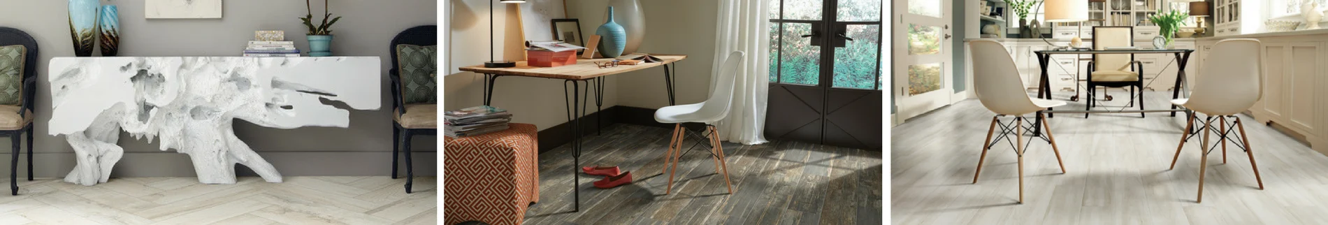 tile flooring in texas home showing an office, dinning room and kitchen. 